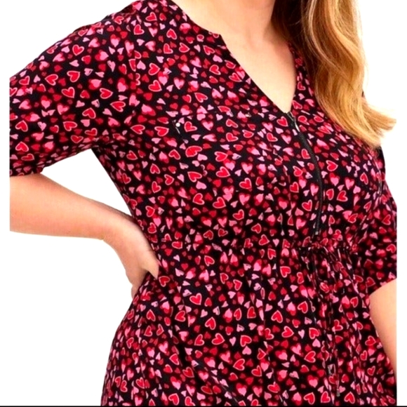 NWOT Torrid Hearts Zip Front Shirt Dress size 4. Super cute!! - Picture 2 of 8